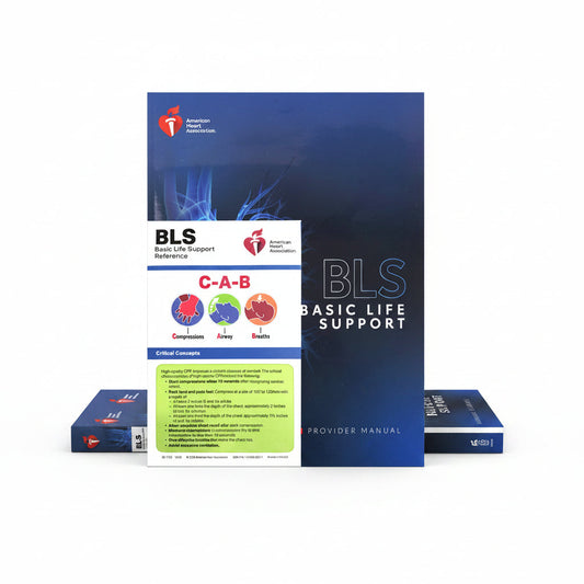 American Heart Association BLS Basic Life Support Provider Manual on a blue background