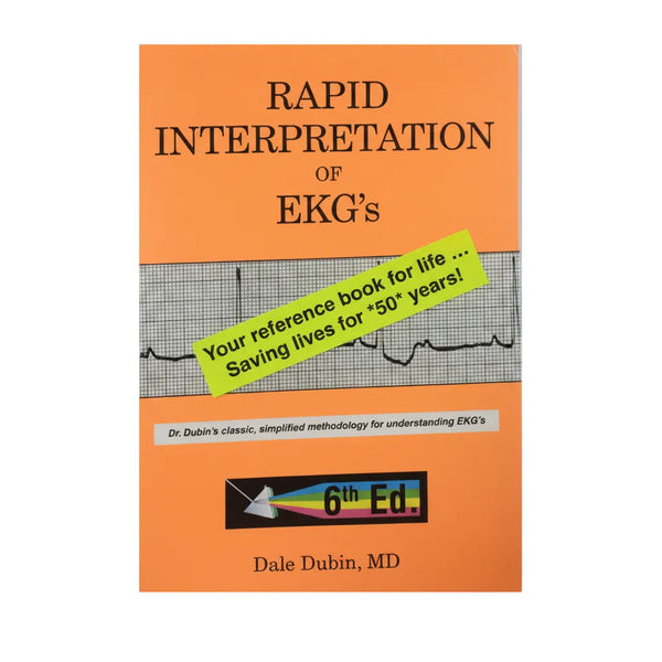 Book cover of 'Rapid Interpretation of EKG's' by Dale Dubin, MD with an orange background and green label.