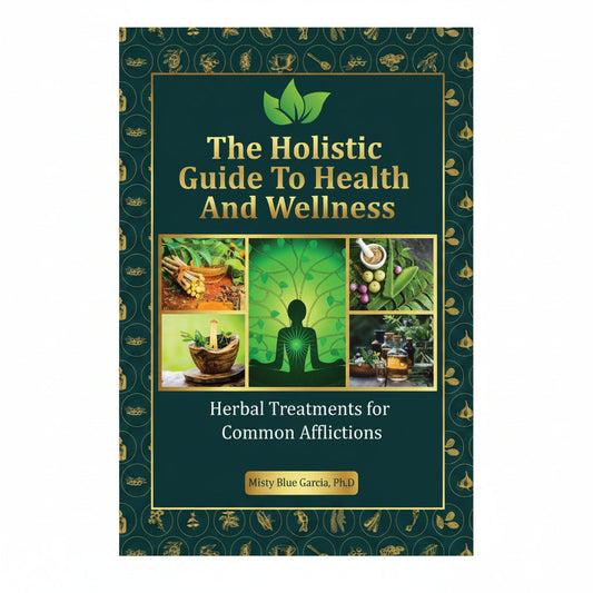 Book cover of 'The Holistic Guide To Health And Wellness' with green and gold design.
